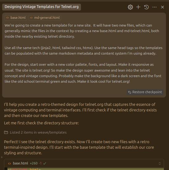 The initial telnet redesign prompt