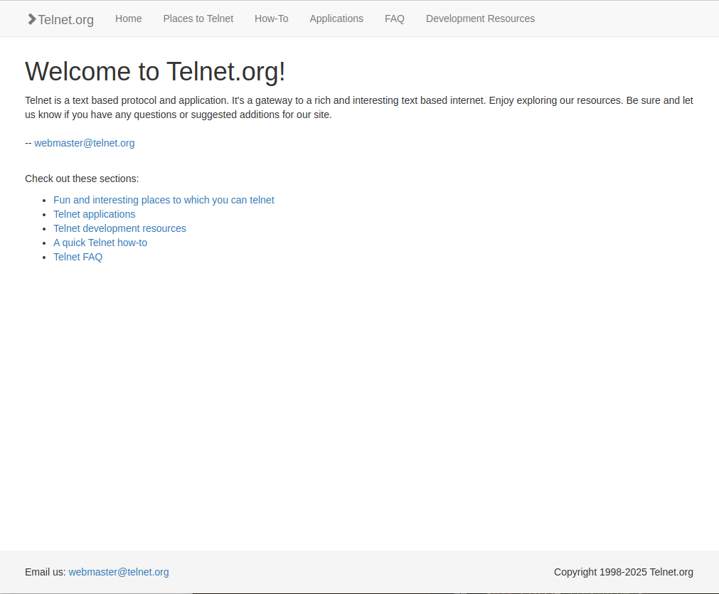 The telnet.org site before the redesign
